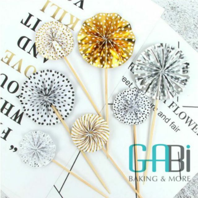 Set 4 topper vòng hoa giấy trang trí bánh