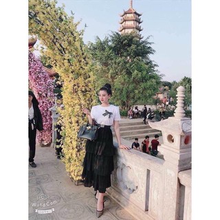 chân váy maxi dài 4 tầng