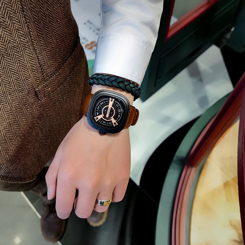 Đồng hồ nam dây da ,đồng hồ đeo tay nam thời trang mặt vuông | WebRaoVat - webraovat.net.vn