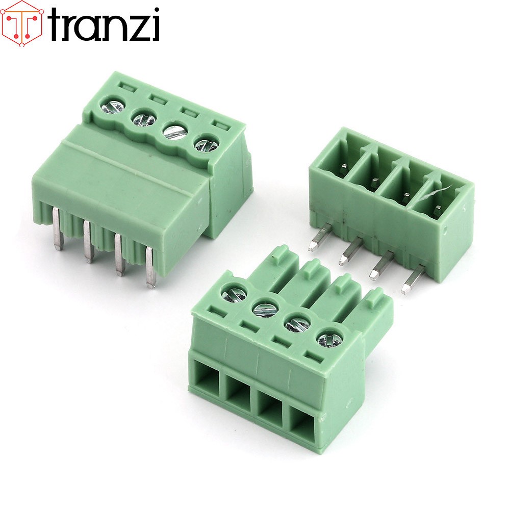 Cầu đấu 3.81mm 15EDG3.81 4P bộ đực cái chân cắm cong xanh - túi 5 bộ đực cái