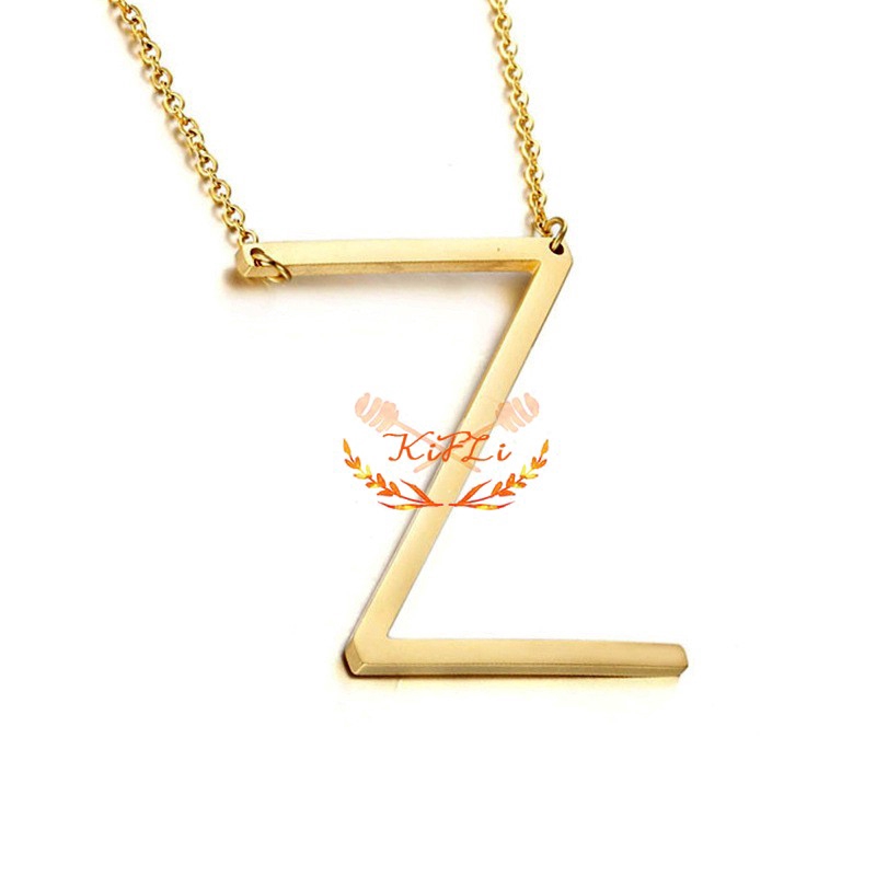 KIFIL 100% Titanium Anti Rust 18K Gold Necklace English Alphabet Pendant