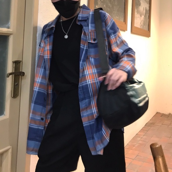 Áo Somi Flannel - Retro Caro - Blue mix Orange - COMOBAS