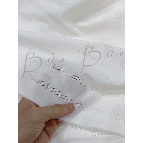 Vải Xô Cotton Trắng Kem Dệt Hoạ Tiết Mềm Rũ Khổ 1m45