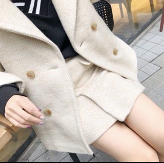 Set blazer dạ kèm chân váy ( có ảnh thật)