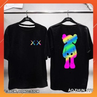 Áo phản quang in chữ kaw s hai mặt  Áo unisex, áo thun đôi nam nữ đen trắng from rộng, vải cotton xịn [SIÊU RẺ]