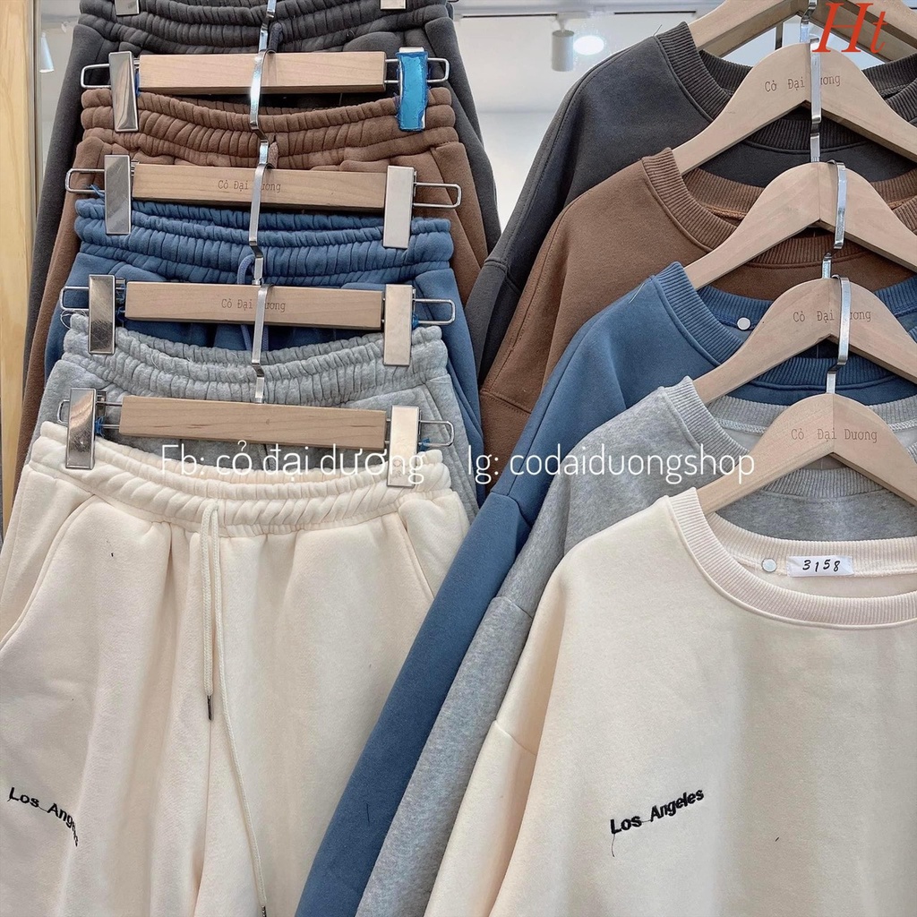 Bộ Nỉ cotton Los nhỏ ngực-8H8T