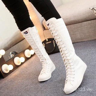 Giày bốt canvas cổ cao phong cách Hàn Quốc cho nữ