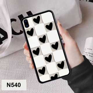 Ốp Vivo V11 / V11i bộ hình caro trái tim đen trắng hồng bong bóng dễ thương