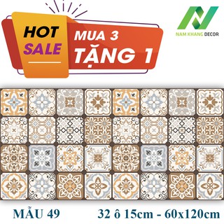 Mua 3 tặng 1 set 60x120cm decal gạch bông dán bếp, tủ kệ , quầy bar..
