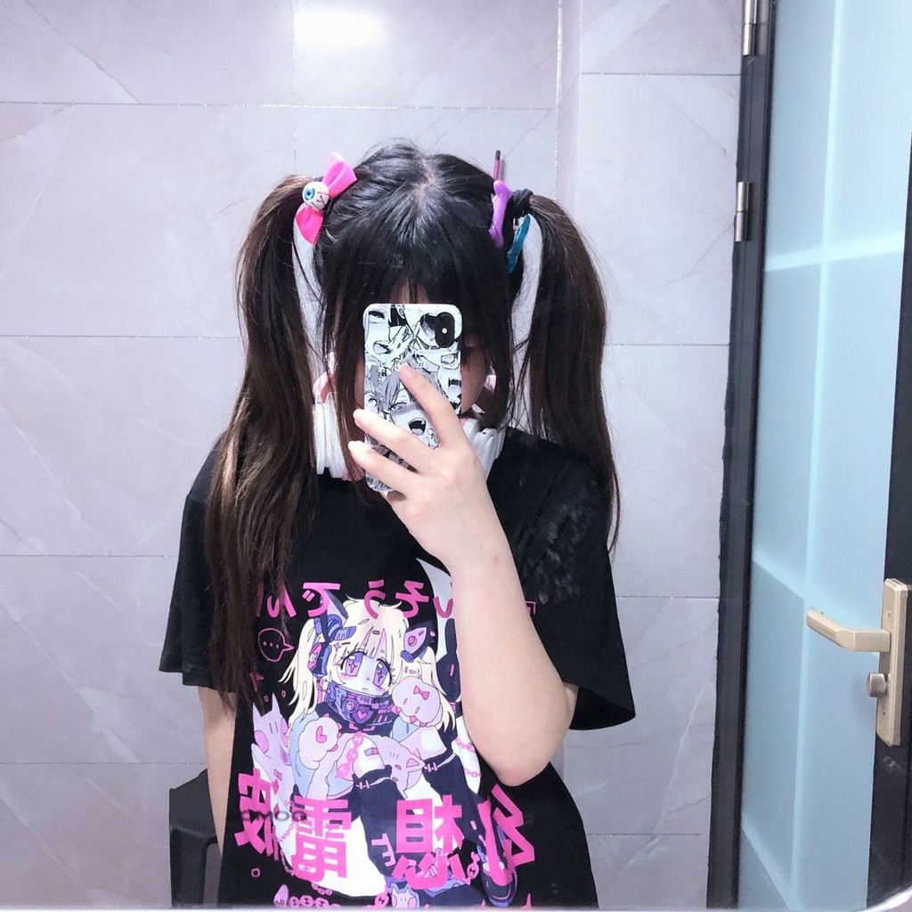 ↂFantasy Radio Harajuku Hot Girl Gaming Áo thun ngắn tay in mát mẻ Cô gái phù hợp với mùa hè hàng đầu