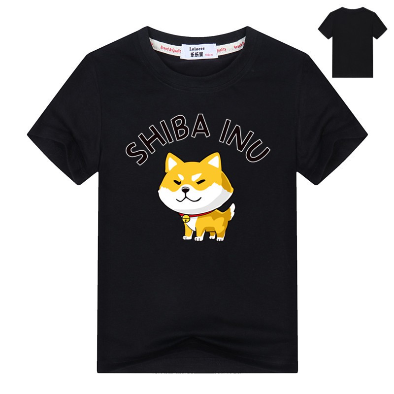 Áo thun trẻ em cotton in hình cún Shiba Inu Harajuku