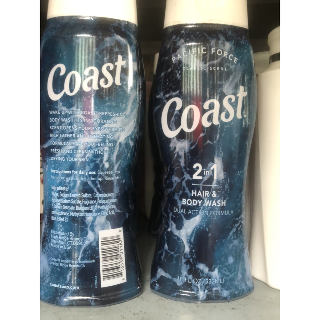 Sữa tắm gội cho Nam Coast Hair Body Wash Classic Scent chai 532ml của Mỹ