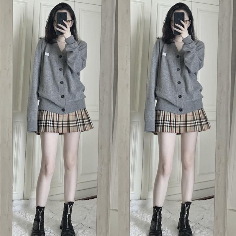 Áo Khoác Cardigan Dệt Kim Màu Xám Dáng Rộng Thời Trang Xuân Thu Cho Nữ
