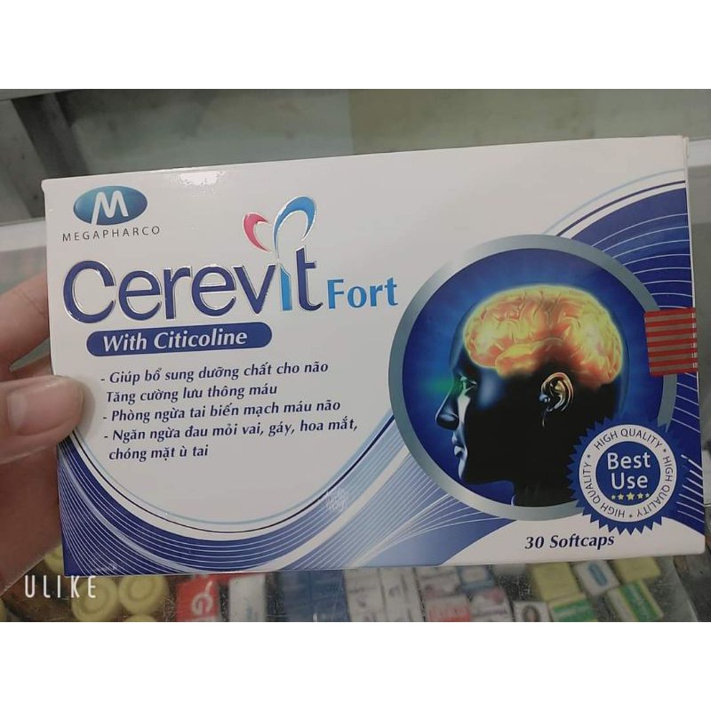 Viên Uống Bổ Não, Tăng Cường Lưu Thông Máu, Ngừa Tai Biến Cerevit Fort 30 Viên