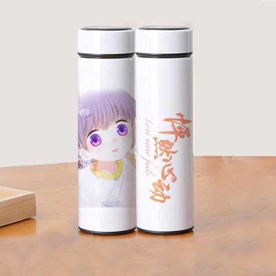 Bình Giữ Nhiệt IN HÌNH Con tim rung động anime chibi INOX có nắp báo nhiệt độ