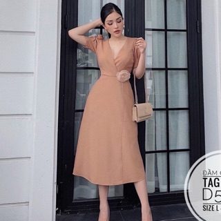 Đầm cổ đắp + tag hoa bigsize 55lg-90kg ❤️❤️