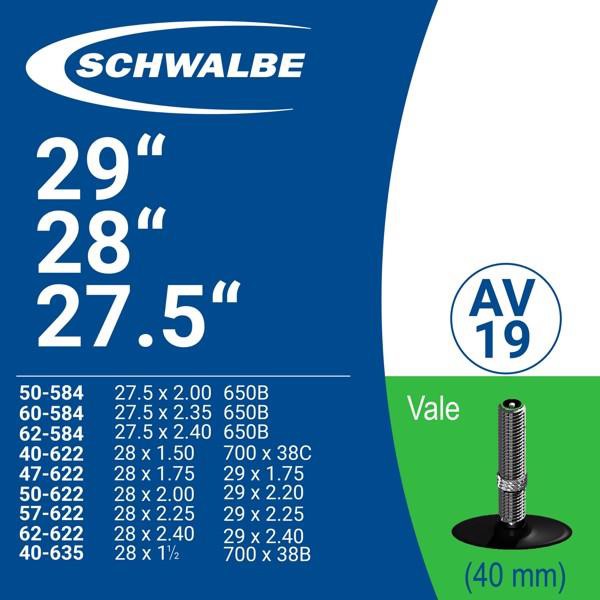 [CHÍNH HÃNG] RUỘT XE ĐẠP SCHWALBE 27.5/29” AV19 (40MM) (1 cái)