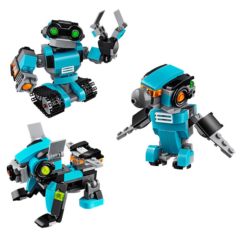 Bộ Lego 31062 Chính hãng - Lắp ráp được 3 mô hình Robot (3 in 1) khác nhau: Người máy Explorer, chó robot và chim robot