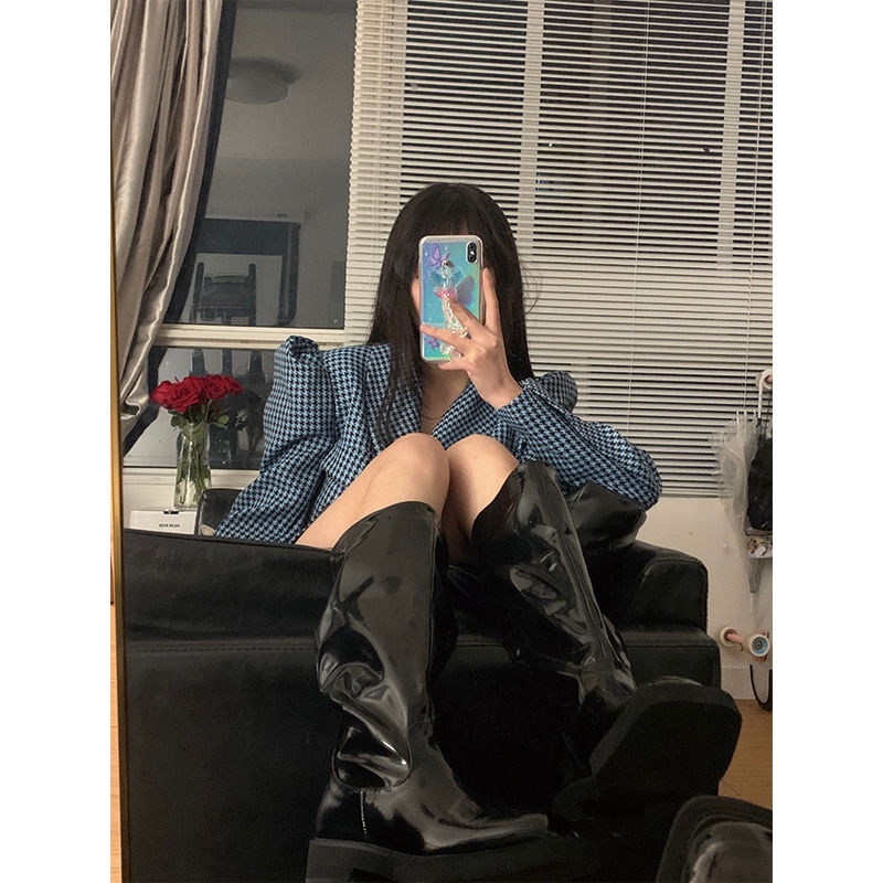 Bộ đồ hai món gồm áo vest ngắn + chân váy eo cao thời trang mùa thu Hàn Quốc 2021 mới cho nữ (có bán lẻ)