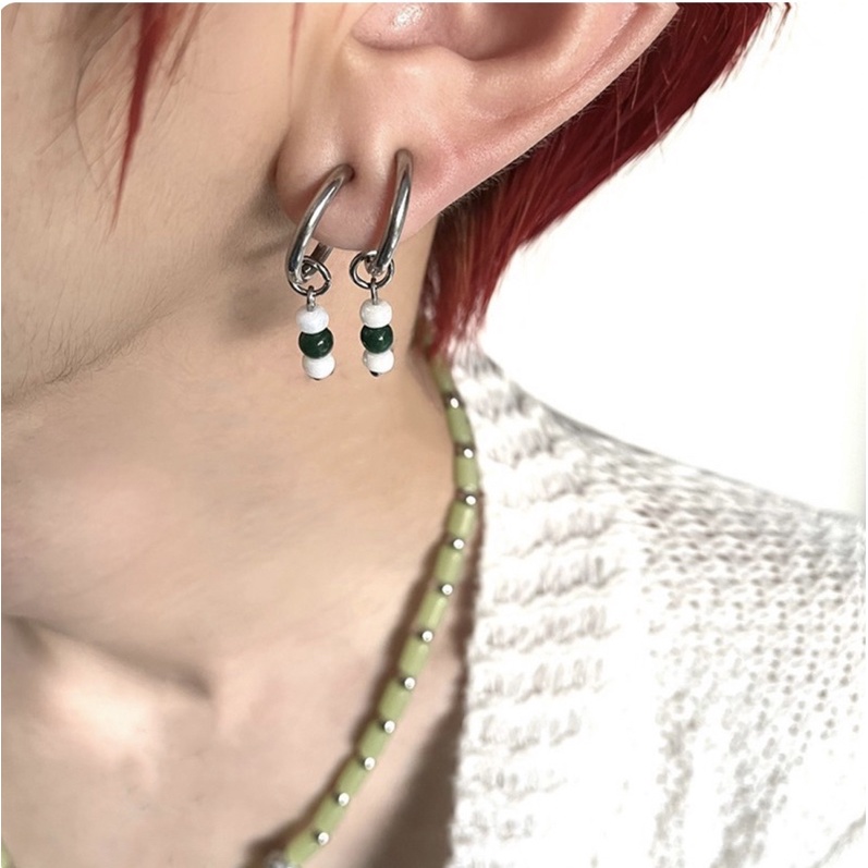 Khuyên tai tròn đính hạt màu sắc