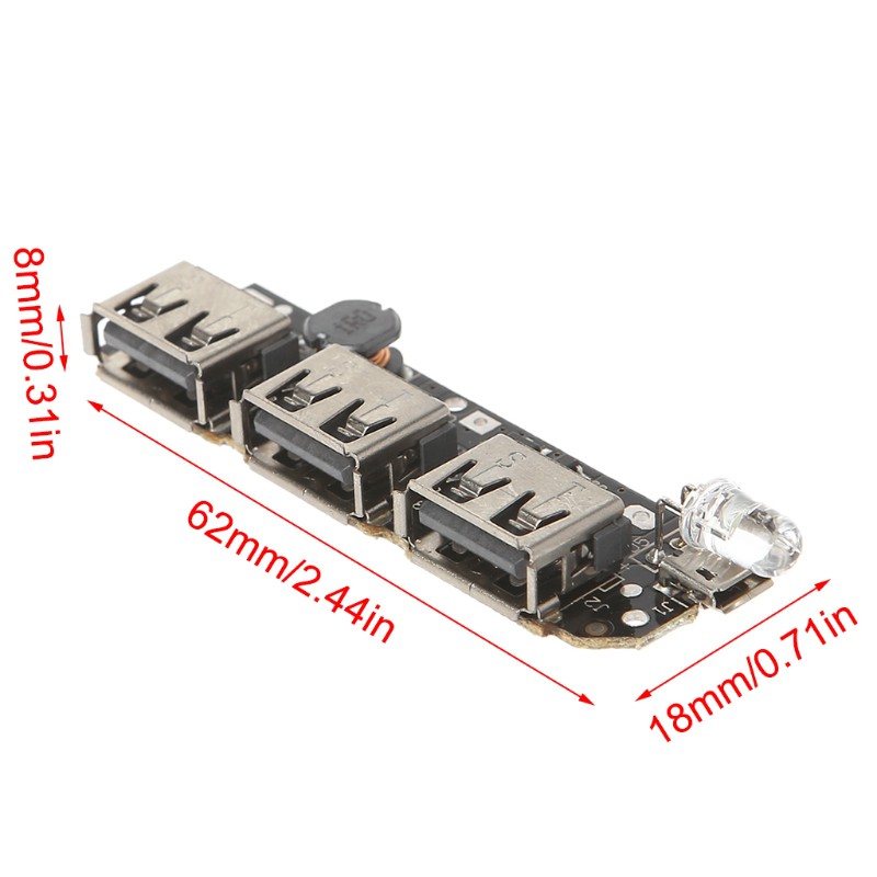 Bảng mạch sạc dự phòng 5V 2.1A có 3 cổng USB