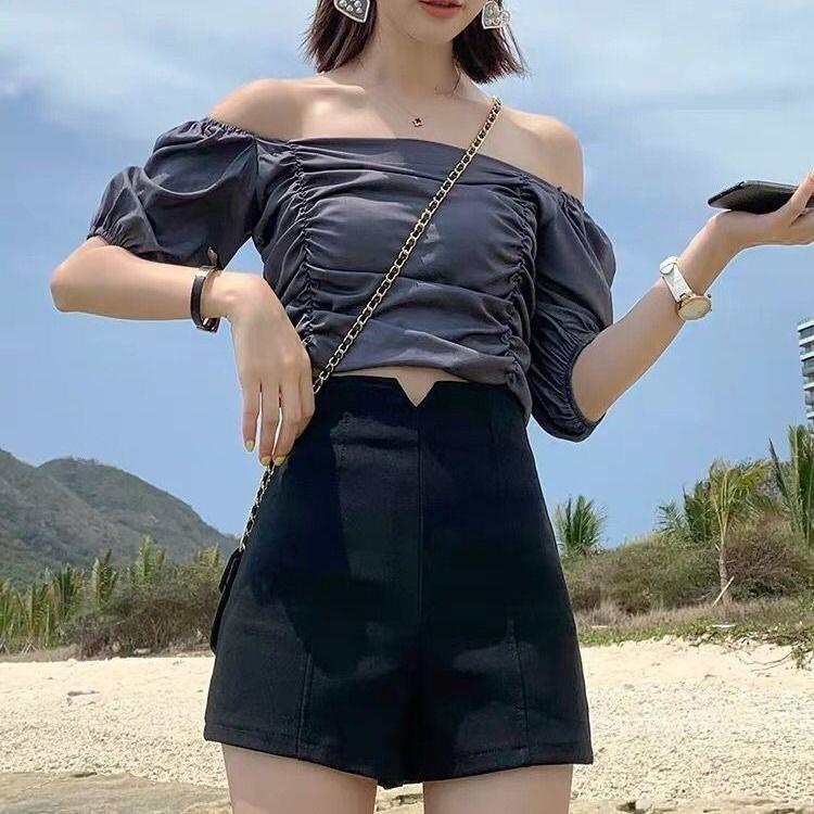 Quần Short Nữ Lưng Cao Ống Rộng Thời Trang