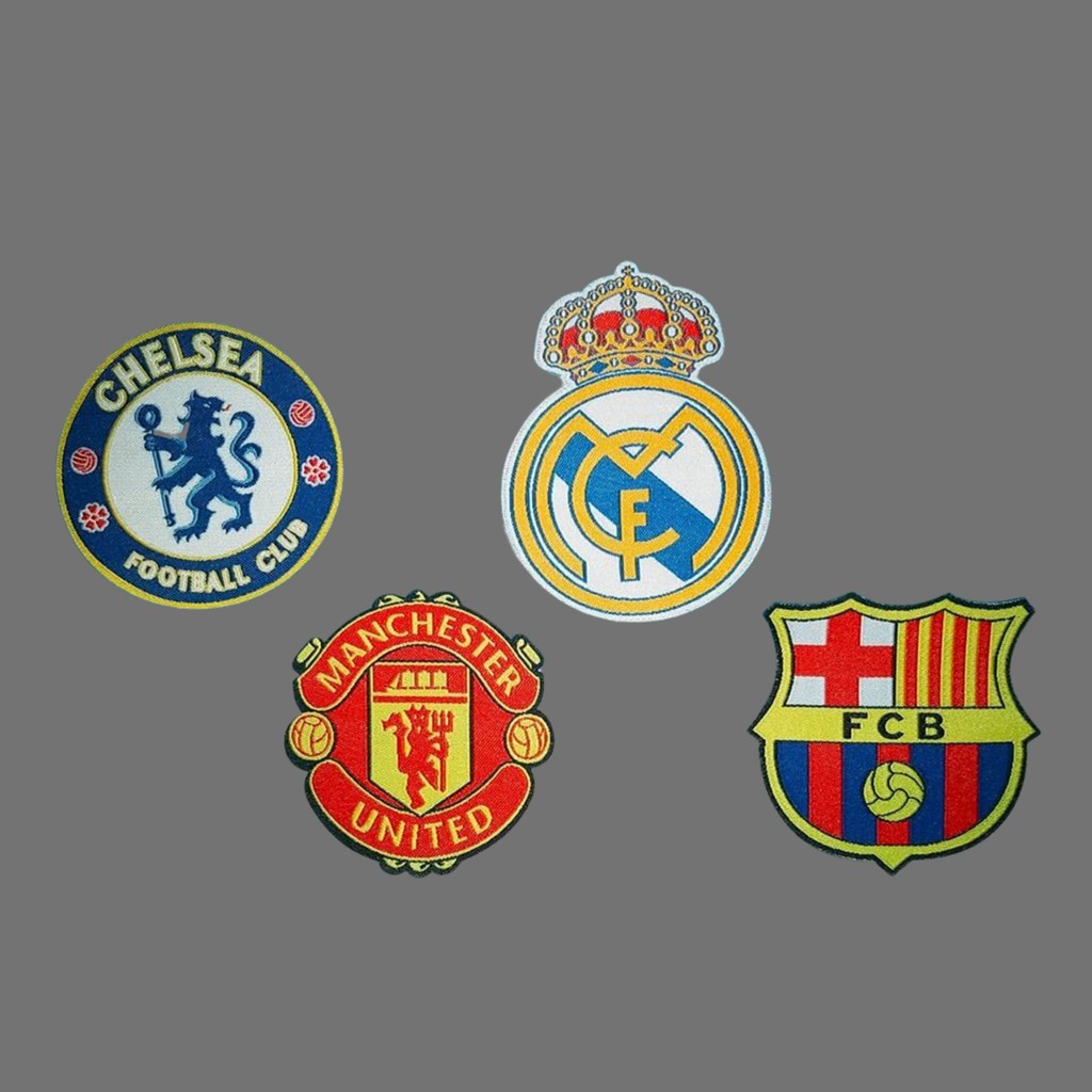 COMBO 2 huy hiệu dán quần áo câu lạc bộ thể thao Manchester, Chelsea, Barcelona, Real Madrid