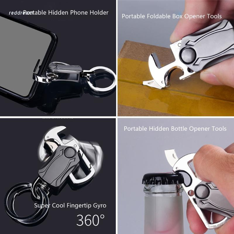 REDD   4-in-1 Heavy Duty Key Chain Anti-Anxiety Fidget Spinner Rotatable Keyring Box Cutter Phone Holer Bottle Opener Keychain