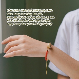 Vòng khúc Trầm Hương móc khoá mạ vàng