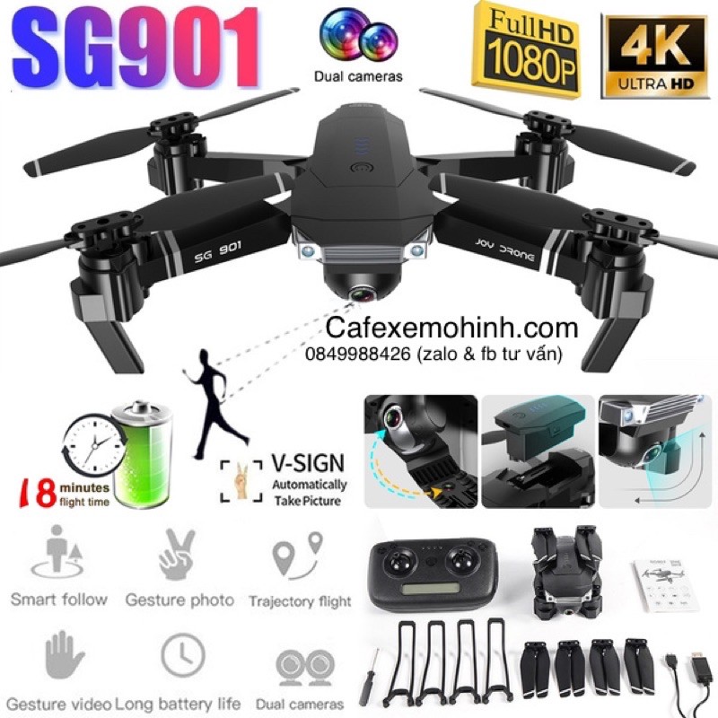 Flycam Sg901 cam rõ nét 1080p gấp gọn pin trâu bay 22p phiên bản có cảm biến