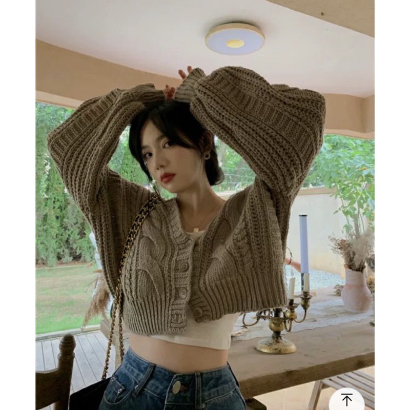 ÁO LEN CARDIGAN CROPTOP