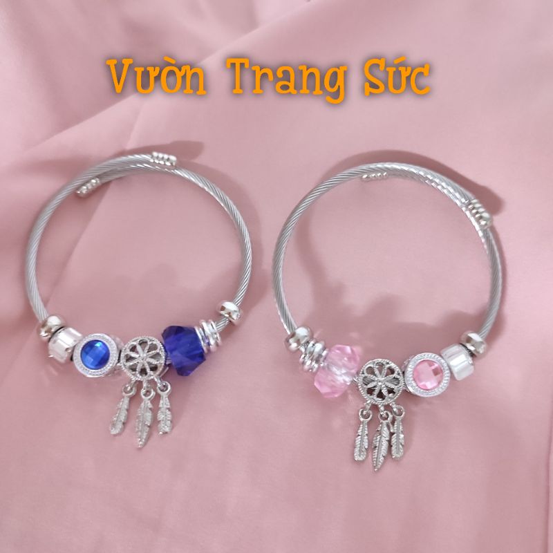 Vòng tay phủ bạc S925 - Lắc tay nữ phủ bạc Ý charm đá dễ thương, xinh xắn VVT00168