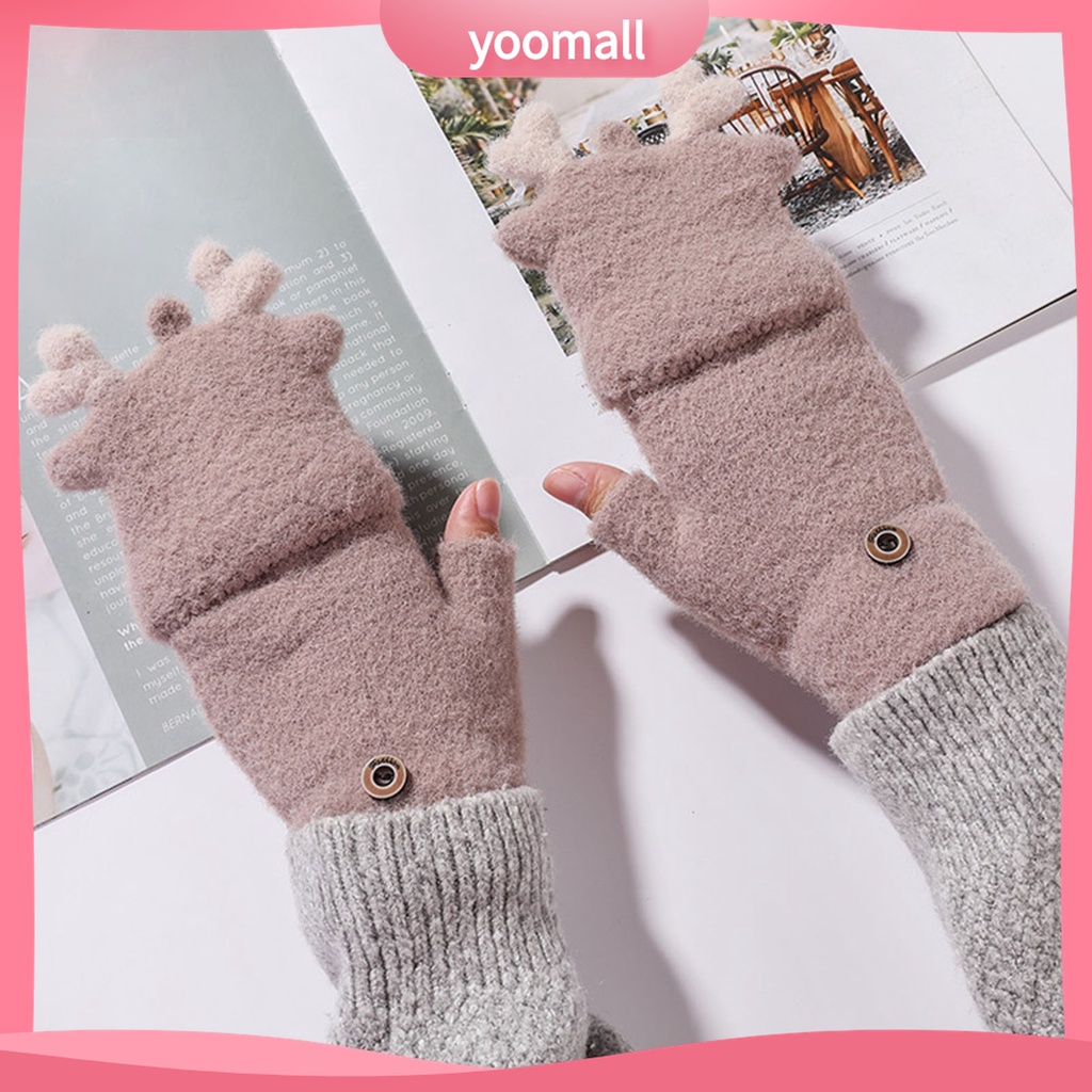 Yomall♡ 1 Đôi Găng Tay Lông Nhung Hở Ngón Màu Sắc Thời Trang