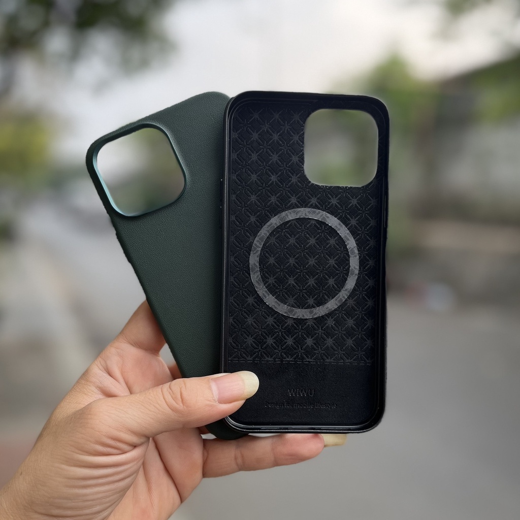 WIWU Leather Case With MagSafe cho  IPhone 13 Pro Max / Ốp lưng da nam châm kèm MagSafe chính hãng