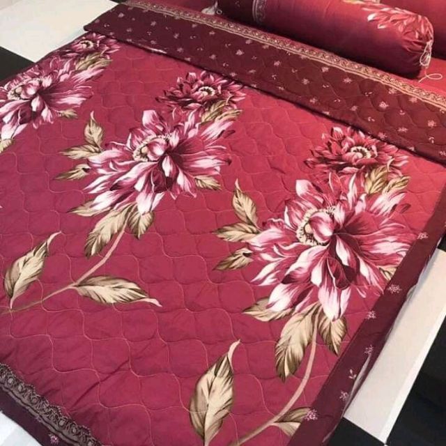 Bộ  ga  5 món  (MẪU  hoa  cúc  mận)