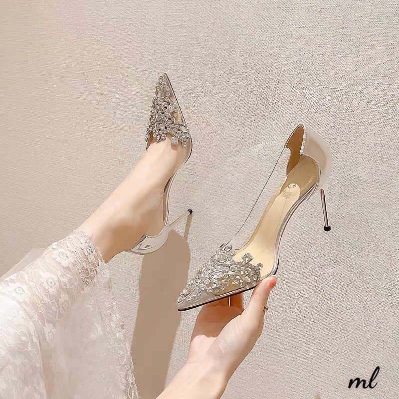 Giày cao gót mũi đá mica hàng cao cấp fullbox