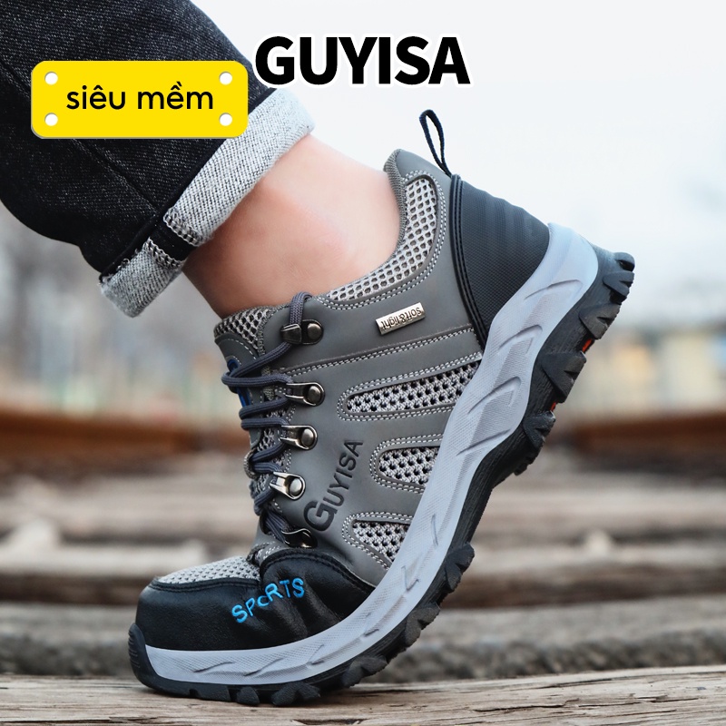 Giày bảo hộ lao động GUYISA mũi thép chống va chạm chống mòn thoải mái an toàn cho nam