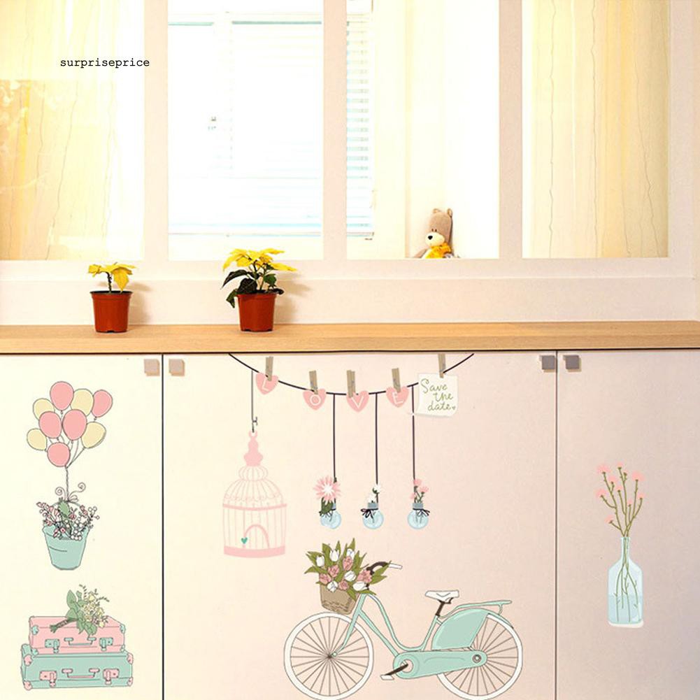 Decal dán tường họa tiết hoa khinh khí cầu