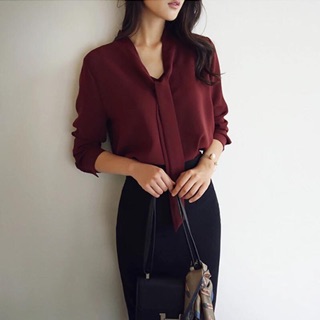 Sơ mi voan lụa cổ nơ