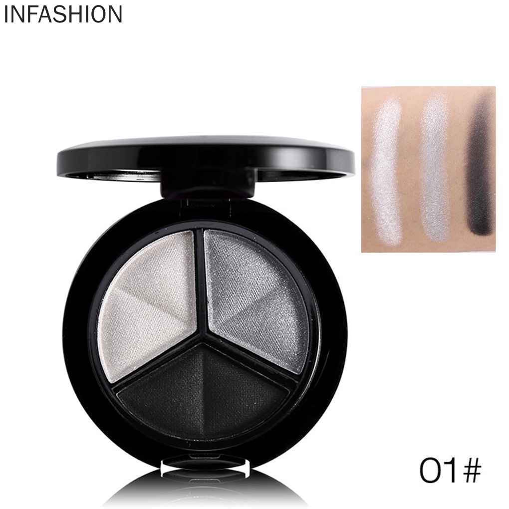 Bảng Phấn Mắt 3 Màu Lì Và Ánh Nhũ Kháng Nước Cao Cấp Dành Cho Nữ