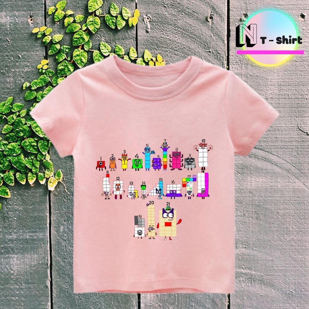 Áo thun cho bé trai và bé gái in hình hoạt hình Number Blocks dễ thương, chất liệu cotton mềm mịn thoáng mát NTShirt 09