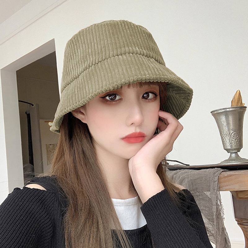 Mũ Bucket Nhung Màu Sắc Đơn Giản Phong Cách Hàn Quốc Cho Nữ