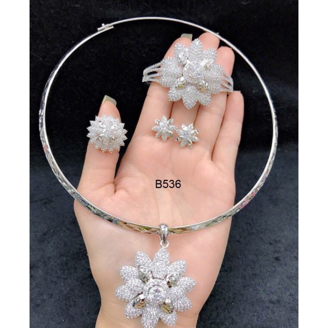 Bộ trang sức xi mạ bạch kim cao cấp Ab501