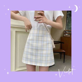 Váy kẻ sọc châu Âu và chống phụ nữ kiểm tra chói cao eo túi đeo hông khí chất là mỏngđầm ulzzang