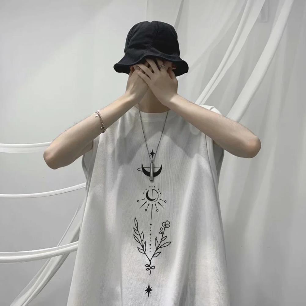Áo Thun Sát Nách Cổ Tròn Dáng Rộng Phong Cách Hàn Quốc Thời Trang Mùa Hè Cho Nam Size M-3Xl !