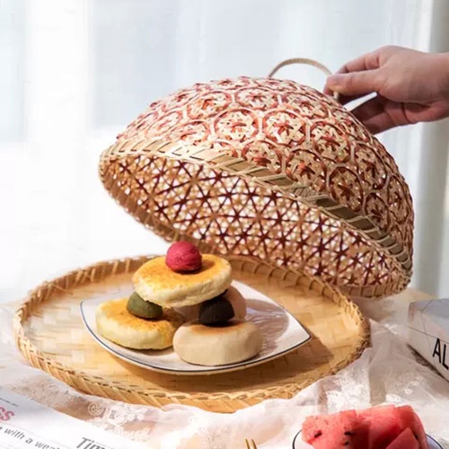 Lồng bàn mây tre đan hoa thị, LỒng bàn trang trí bằng tre, có nhiều màu