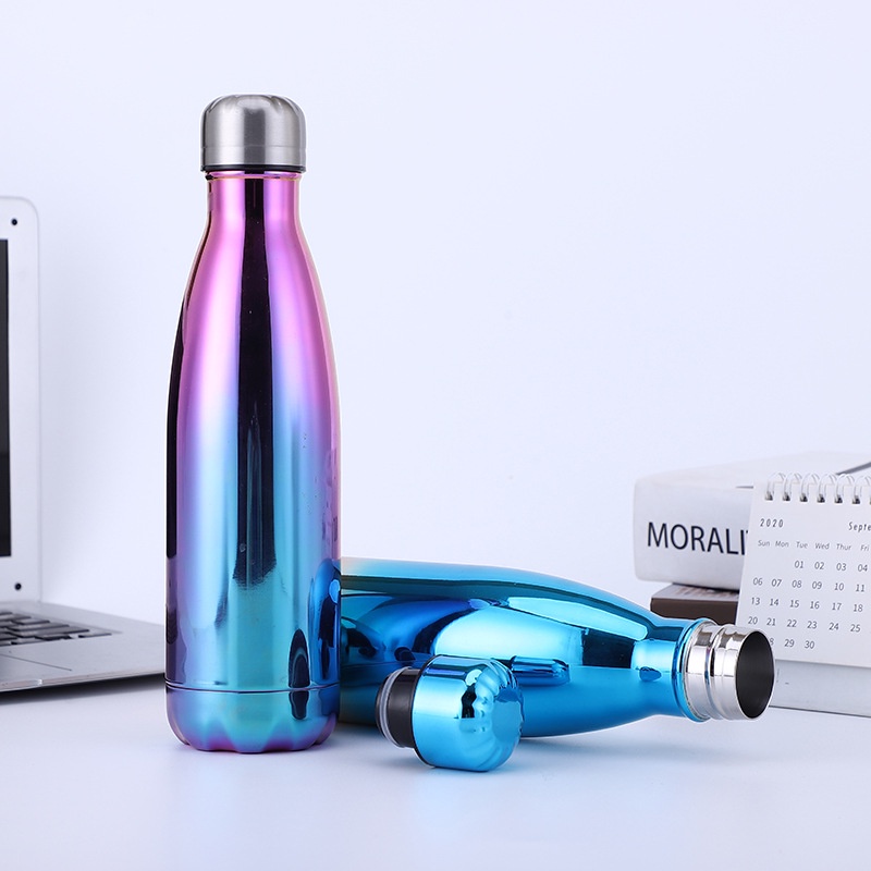 Binh giữ nhiệt dạng chai Inox 304 thép không gỉ 500ml mạ màu ombre KinoShop