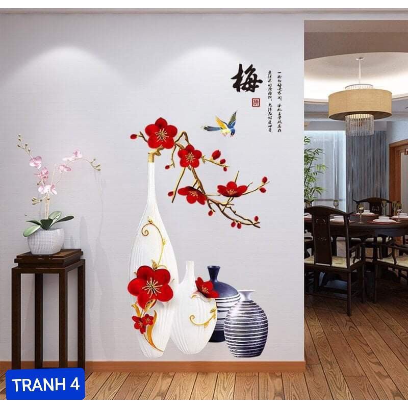 [12 Mẫu] Tranh Hoa 3D Dán Tường, Decor Nhà Cửa, Đẹp Như Tranh Vẽ