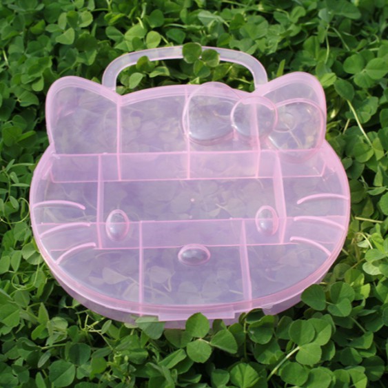 CLEAR Hộp Nhựa Đựng Trang Sức Hình Hello Kitty