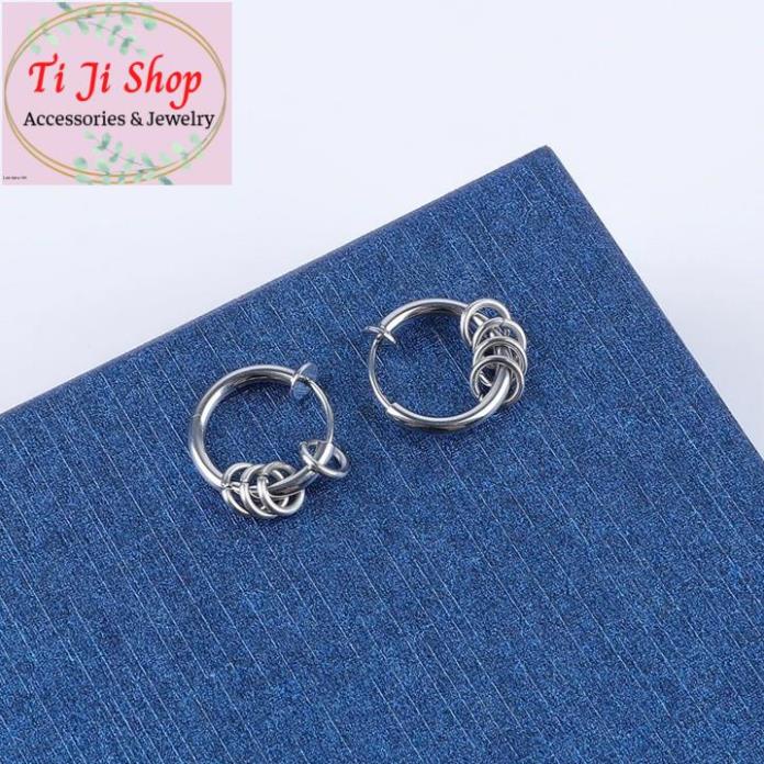 BÔNG TAI INOX KHOEN TRÒN THỜI TRANG KPOP đẹp, không đen, - số lượng 1 chiếc